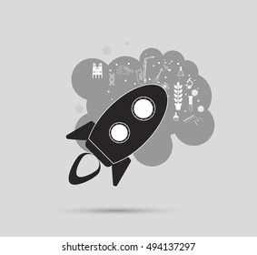rocket with science related icons image 