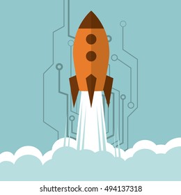 rocket with science related icons image 