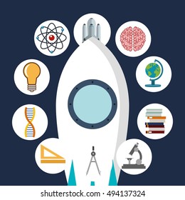 rocket with science related icons image 
