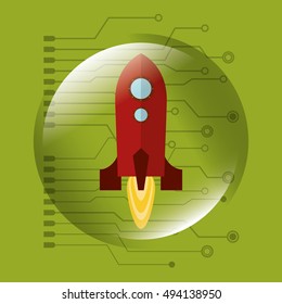 rocket with science related icons image 