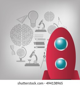 rocket with science related icons image 