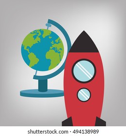 rocket with science related icons image 