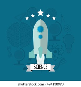 rocket with science related icons image 