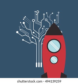 rocket with science related icons image 