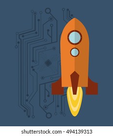 rocket with science related icons image 