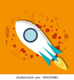 rocket with science related icons image 