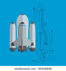 rocket with science related icons image 