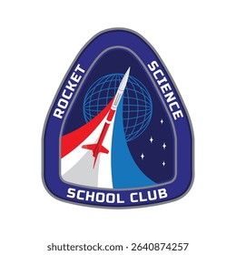 Rocket Science School Club in patch design logo