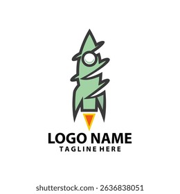 rocket screw logo design vector