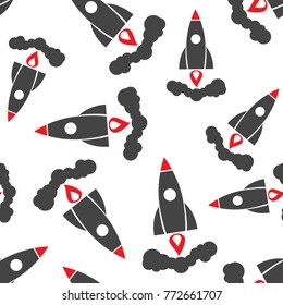 Rocket seamless pattern background. Business flat vector illustration. Startup launch concept sign symbol pattern.