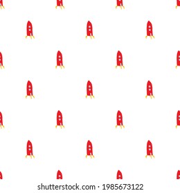 Rocket Seamless pattern. Cute Doodles space ships sketch. Hand drawn Cartoon Vector illustration.