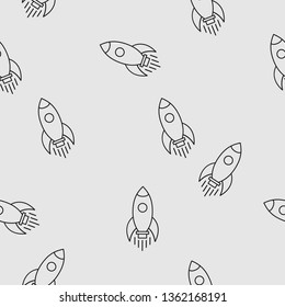 Rocket seamless pattern ship icon isolated on white background. Travel illustration .