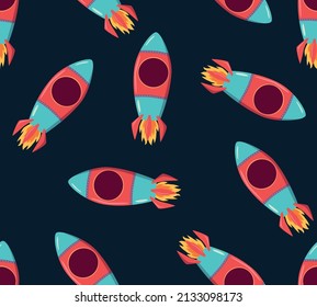 
Rocket seamless pattern, space background for print paper, fabric.