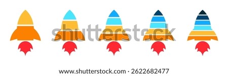 Rocket segmentation. Diagram infographic set. Conceptual of light biub 3, 4, 5, 6, and 7 parts. Template for graph presentation and chart.