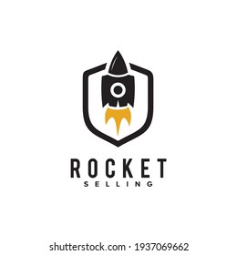 Plantilla vectorial de diseño de logotipo de venta de cohetes