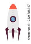 Rocket semi flat colour vector object. Editable cartoon clip art icon on white background. Flying starship for space research. Simple spot illustration for web graphic design
