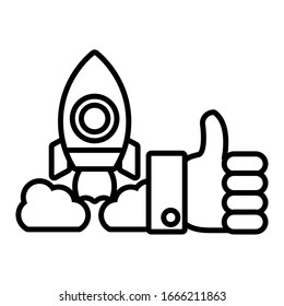 rocket with seo icons in white background vector illustration design