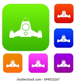 Rocket set icon in different colors isolated vector illustration. Premium collection