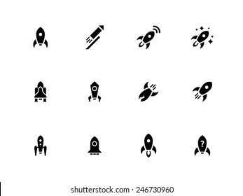 Rocket set icons on white background. Vector illustration.