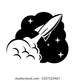Rocket. Set of logo templates with rocket launch. Vector illustration.