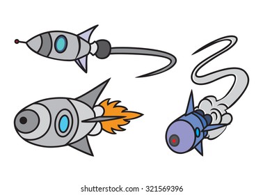 Rocket set of vector illustrations