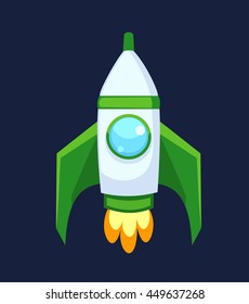 Rocket set vector and technology space ship rocket cartoon icons