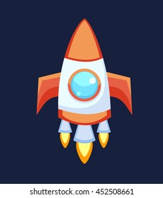 Rocket set vector and technology space ship rocket cartoon icons