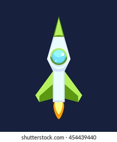 Rocket set vector and technology space ship rocket cartoon icons