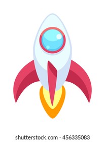 Rocket set vector and technology space ship rocket cartoon icons