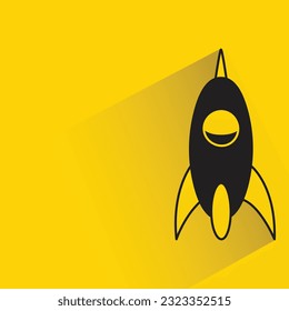rocket with shadow on yellow background
