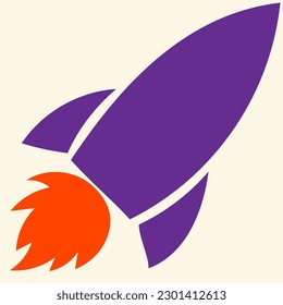 Rocket shape flat cartoon illustration