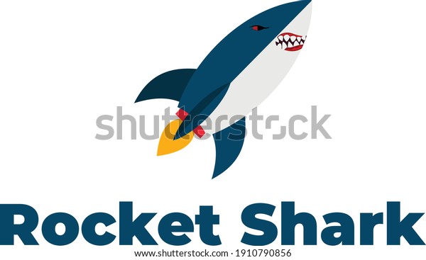 A rocket shark logo, suitable for use\
as a shark restaurant logo or any other\
business