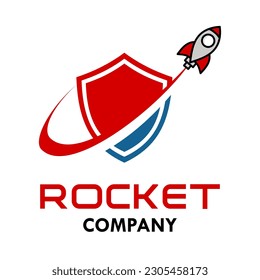 Rocket shield design logo template illustration