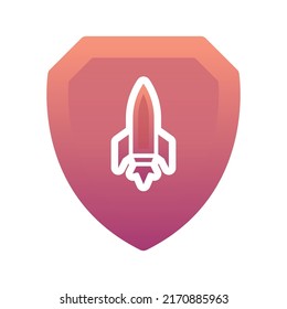 rocket shield logo gradient design template icon element