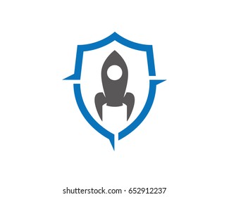 Rocket Shield Logo Template Design Vector, Emblem, Design Concept, Creative Symbol, Icon