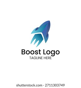 Raketenschiff abstrakte Raum Boost beschleunigen Start Startsymbol Vektor Logo Vorlage