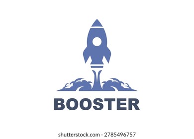 Rocket Ship Booster Launch Cloud Smoke Silhouette For Technology Startup Logo Icon Design