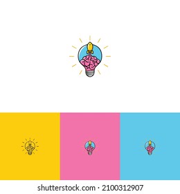 Rocket ship with brains and lights in the background. Flat icon. Vector illustration with a flying shuttle. Space travel. Space rocket launch. Concept of starting a new project. Creative idea.