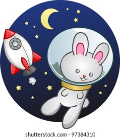 Rocket Ship Bunny Rabbit Cartoon Character