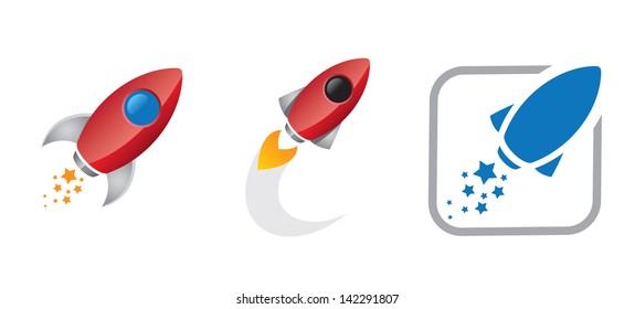 Rocket ship business social travel to Mars logo premium
