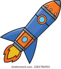 Rocket Ship Cartoon Colored Clipart Illustration