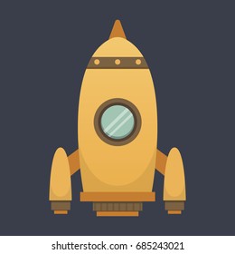 Rocket ship in cartoon style. New Businesses Innovation Development Flat Design IconsTemplate
