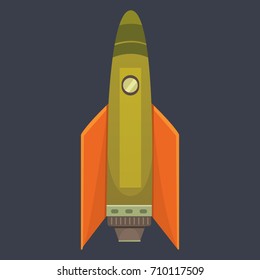 Rocket ship in cartoon style. New Businesses Innovation Development Flat Design IconsTemplate.
