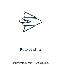 Rocket ship concept line icon. Linear Rocket ship concept outline symbol design. This simple element illustration can be used for web and mobile UI/UX.