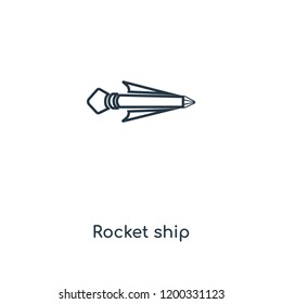 Rocket ship concept line icon. Linear Rocket ship concept outline symbol design. This simple element illustration can be used for web and mobile UI/UX.