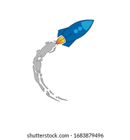 Rocket ship doodle icon. Hand drawn sketch in vector