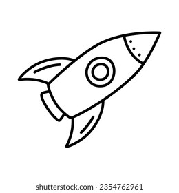 Rocket ship doodle icon. Hand drawn sketch in vector