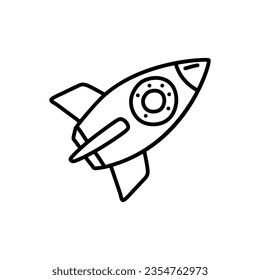 Rocket ship doodle icon. Hand drawn sketch in vector