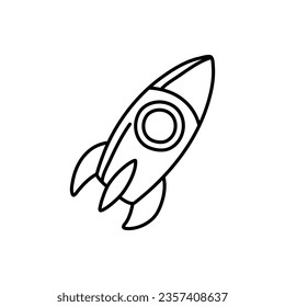 Rocket ship doodle icon. Hand drawn sketch in vector