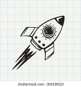 Rocket ship doodle icon  Hand drawn sketch in vector